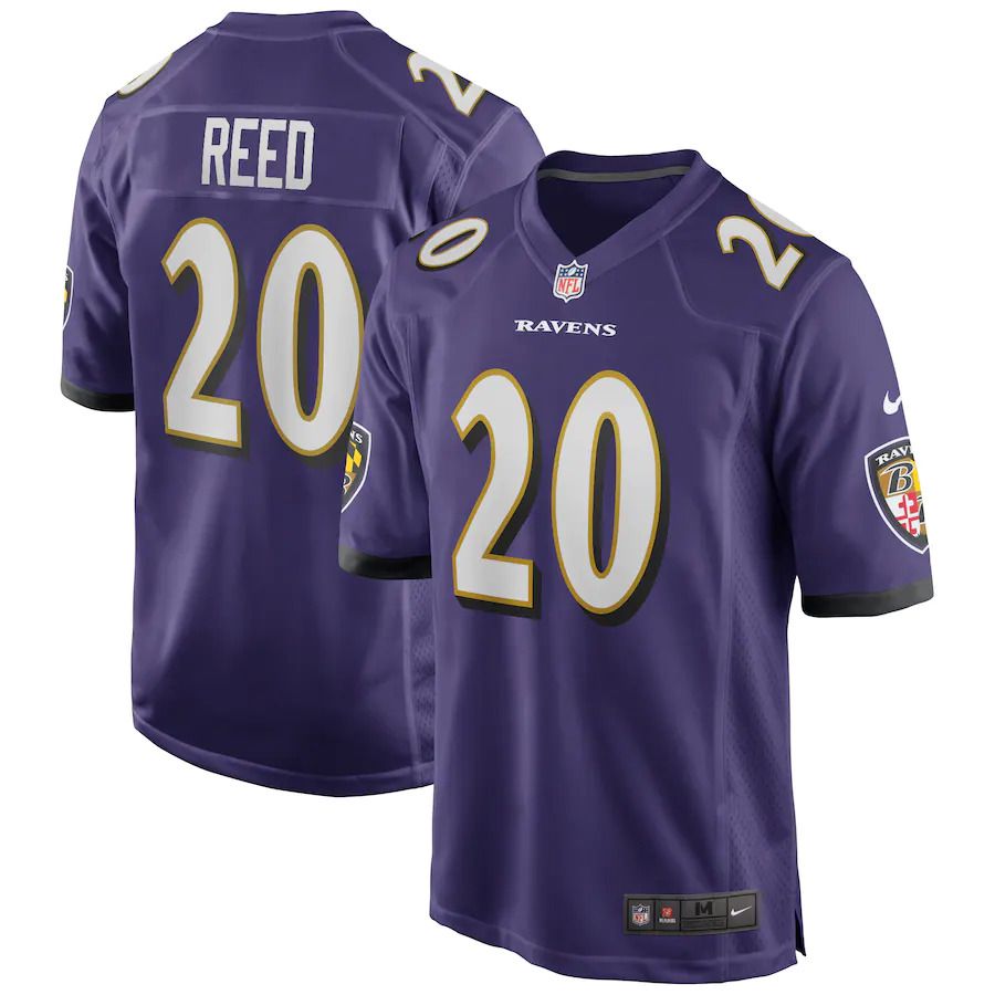 Men Baltimore Ravens #20 Ed Reed Nike Purple Game Retired Player NFL Jersey